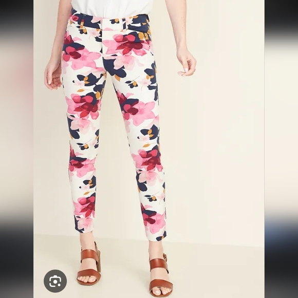 Old Navy Pixie High Rise Floral Pants Sz 4 - Picture 1 of 11